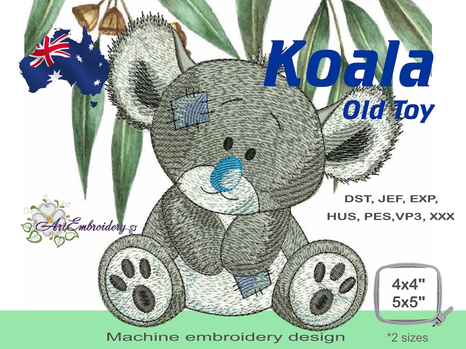 Koala Old Toy Machine Embroidery Design in 2 Sizes Etsy
