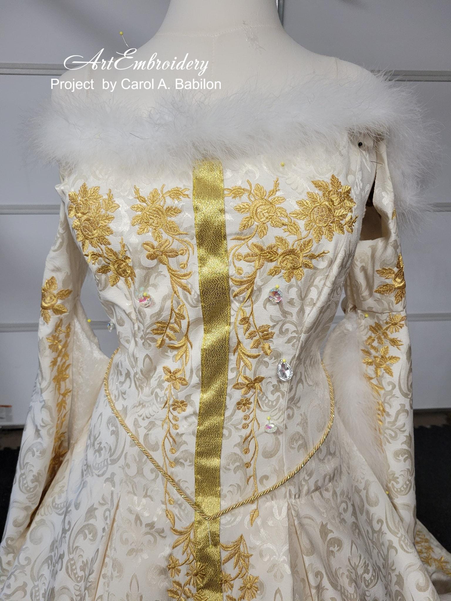 Golden Roses Machine Embroidery Designs: Imperial Court Dress (4x4 to 8x12)  - Etsy