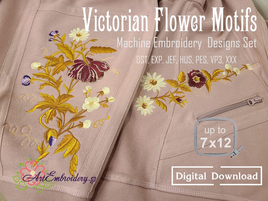 Victorian Floral Machine Embroidery Designs: Flower Motifs (digital ...