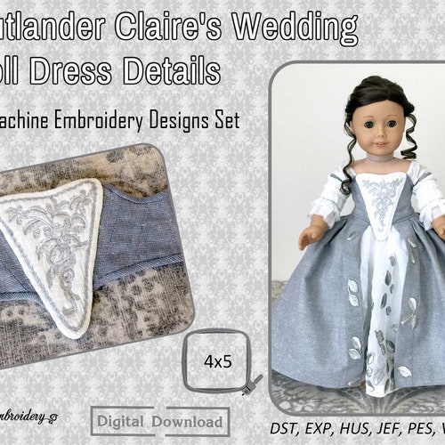 Outlander Claire's Wedding Doll Dress Details Machine Etsy