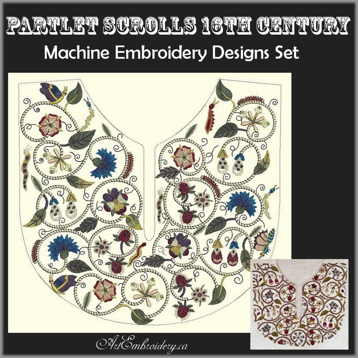 Partlet Scrolls 16th Century - Machine Embroidery Designs Set for ...