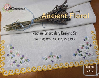 Vintage Heirloom Floral Maschinenstickerei Designs: Ecke & Umrandung (Stickrahmen)