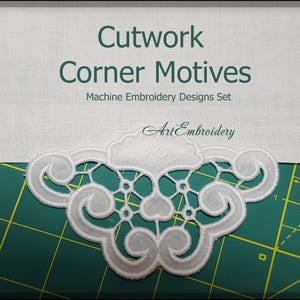 Cutwork Corner Motives Set - Richelieu Machine Embroidery Design from free-standing motives for border of doily, tablecloth, skirt hem, etc