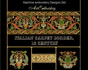 Italian 16th Century Embroidery Designs: Renaissance Carpet Borders