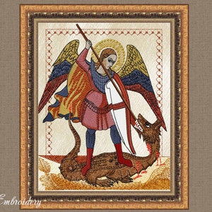 Archangel Michael Slaying the Dragon Machine Religious Embroidery Design in 3 sizes for hoop 5x7, 6x8 and 6x10 image 7