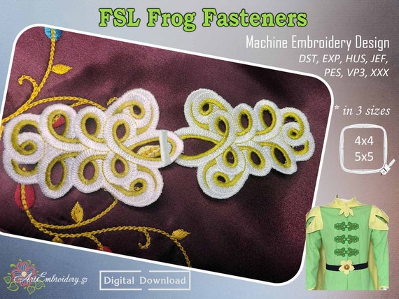 FSL Frog Fastener Embroidery Design: Chinese Knot Closure (digital