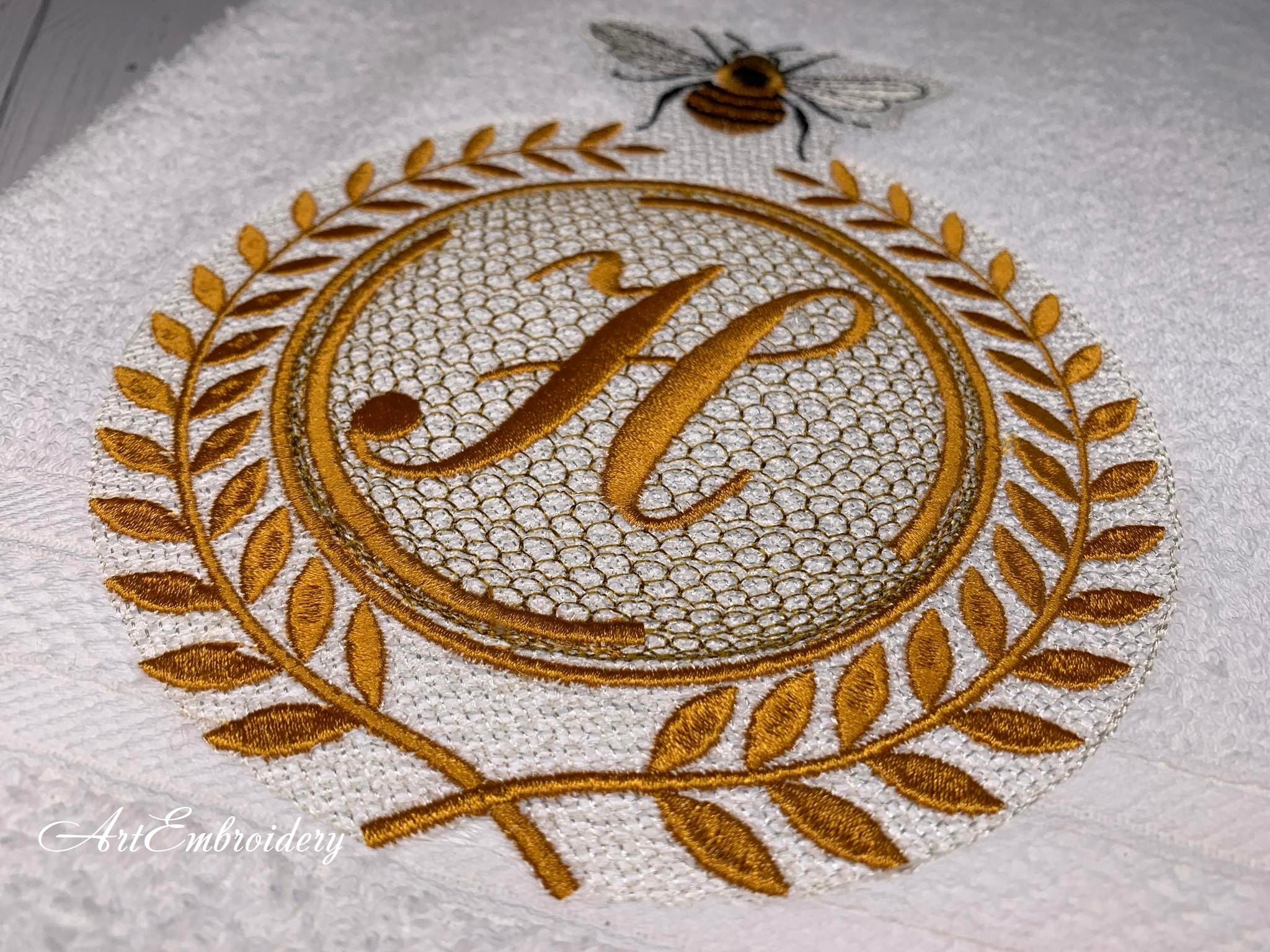 Bee Monogram Frame: Machine Embroidery Design (hoop Sizes From 3x3 up ...