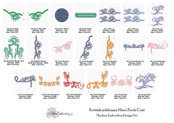 Scottish Nobleman Frock Coat Machine Embroidery Designs (8x14