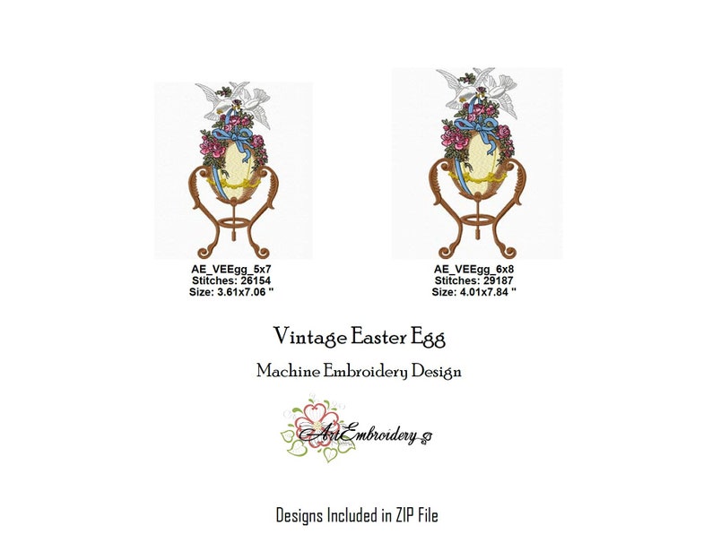 Vintage Easter Egg – Machine Embroidery Design in 2 Sizes for Hoop 5x7 ...