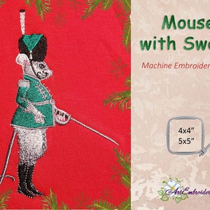 Mouse With Sword - Old Toy Machine Embroidery Design  in two sizes