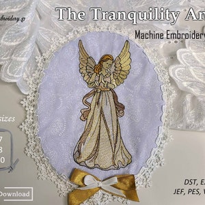 Tranquility Angel Machine Embroidery Design: Christian Religious Art (Digital Download)