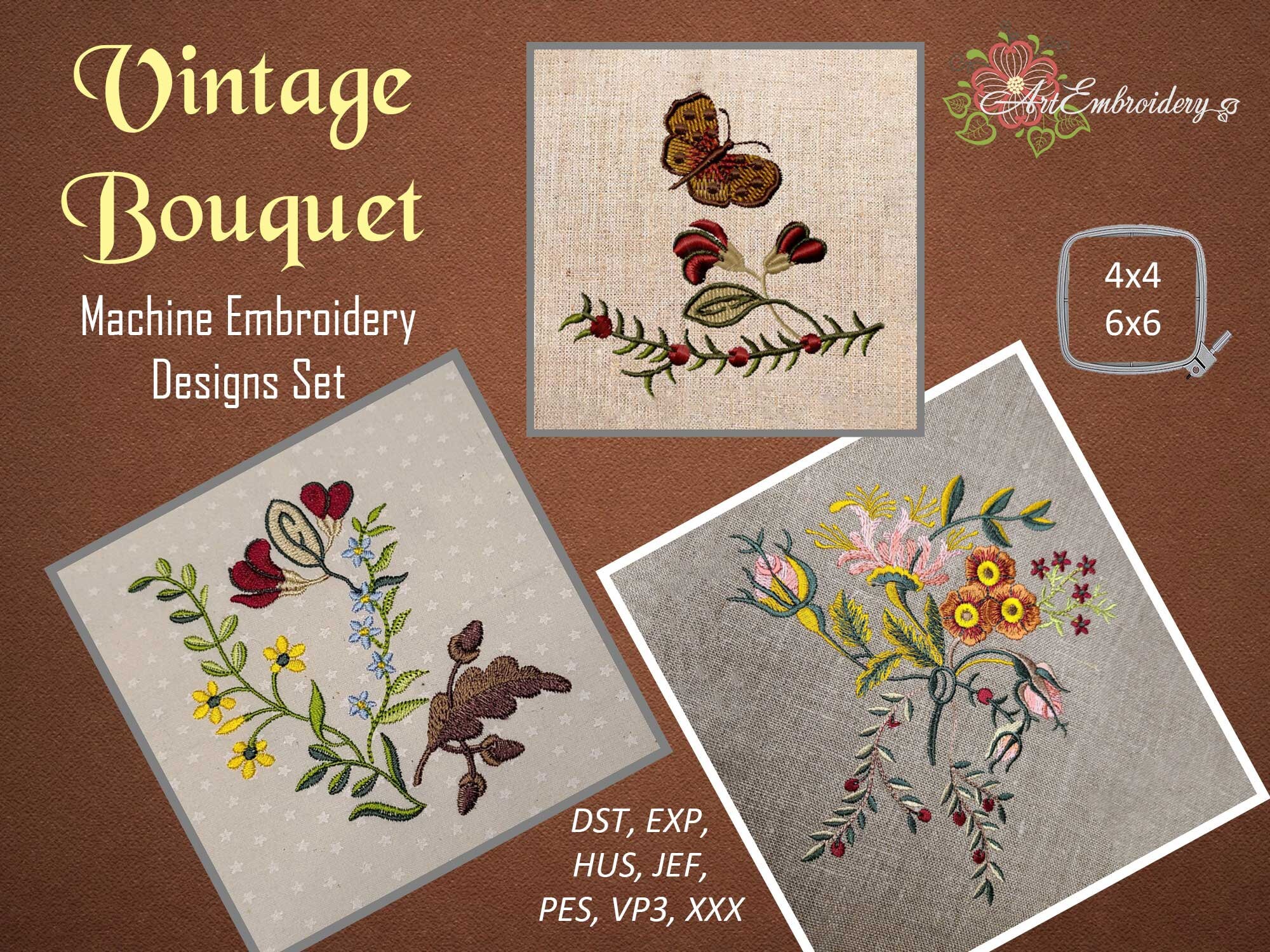 Vintage Bouquet - Machine Embroidery Designs Set for Hoop