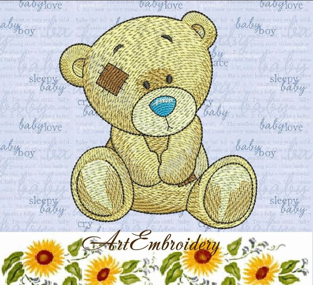 Sun Bear Old Toy Machine Embroidery Designs Set in Two Sizes Etsy