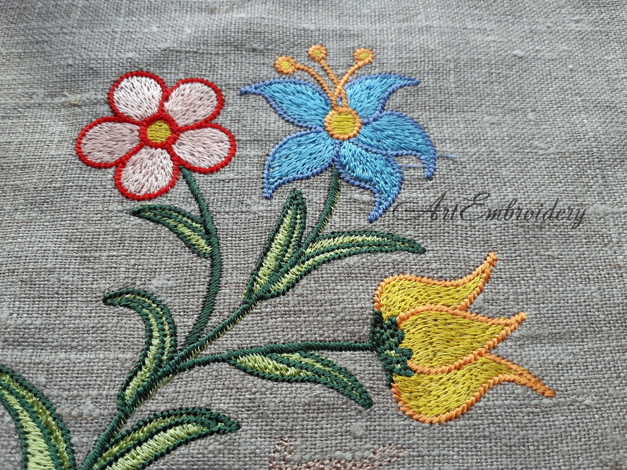 Whimsical Floral Machine Embroidery Designs Set Mixed Sizes for