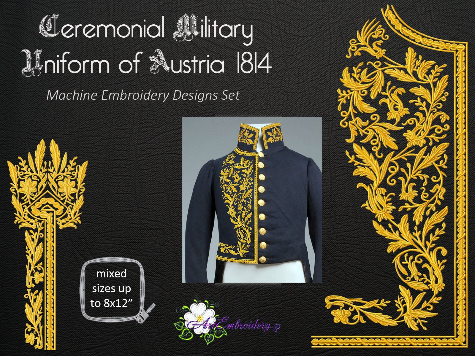 Ceremonial Military Uniform of Austria Machine Embroidery Designs Set for Hoop up to 8x12 for the 19th Century Costumes Reproduction Etsy UK