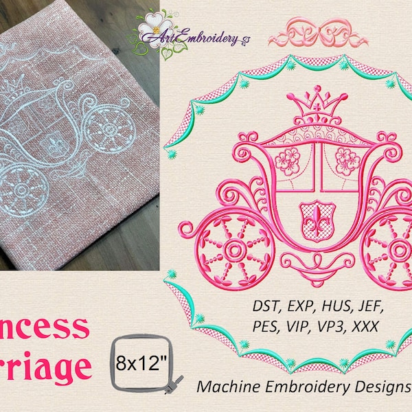 Princess Carriage - Machine Embroidery Designs Set for hoop 8x12"