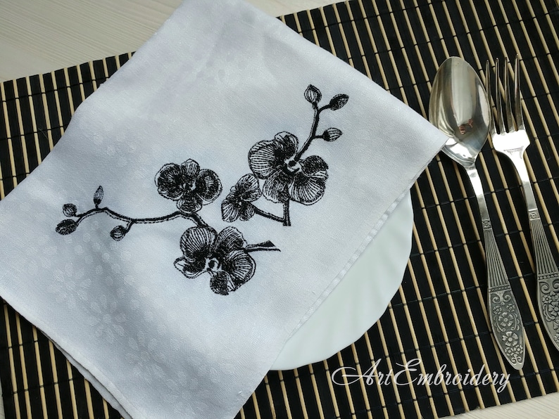 Machine Embroidery Designs Set mix sized for hoop up to 8x8 Black Orchids