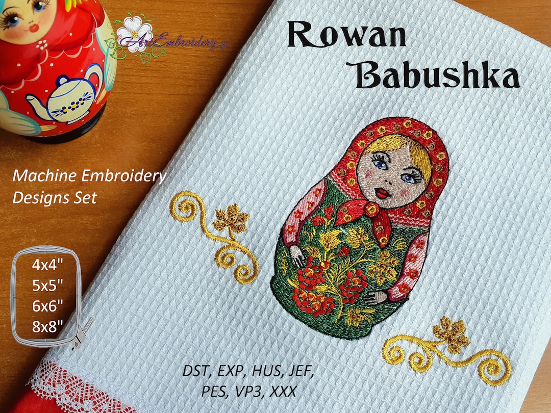 Rowan Babushka With Quilt Block - Machine Embroidery Designs Set - Etsy