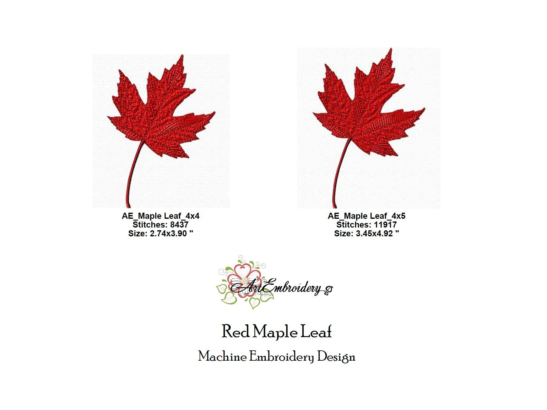 Red Maple Leaf Machine Embroidery Design of Canadian Maple | Etsy