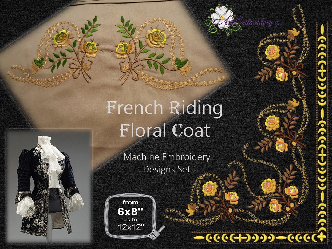 French Floral Coat Machine Embroidery Designs: 19th Century