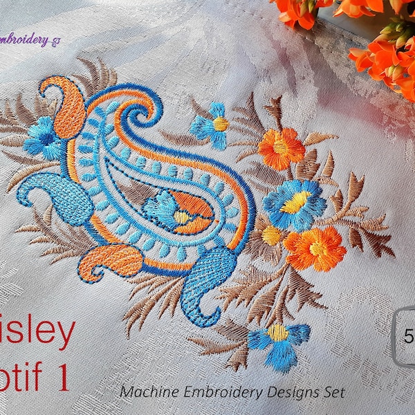 Paisley Motiv 1 - Stickmuster Set für Stickrahmen 13x18cm