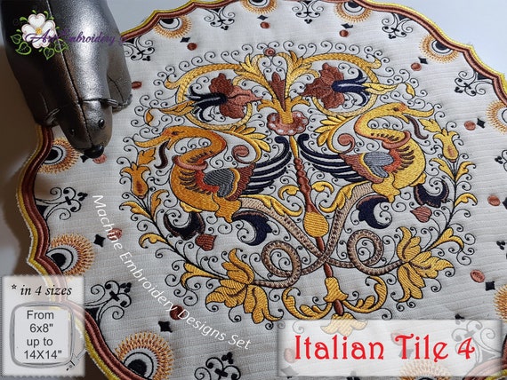 Italian Tile Doily Machine Embroidery Design: ITH Project (6x8 to