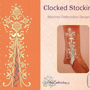 Clocked Stocking 1 - Historical 18 Century Machine Embroidery Designs Set