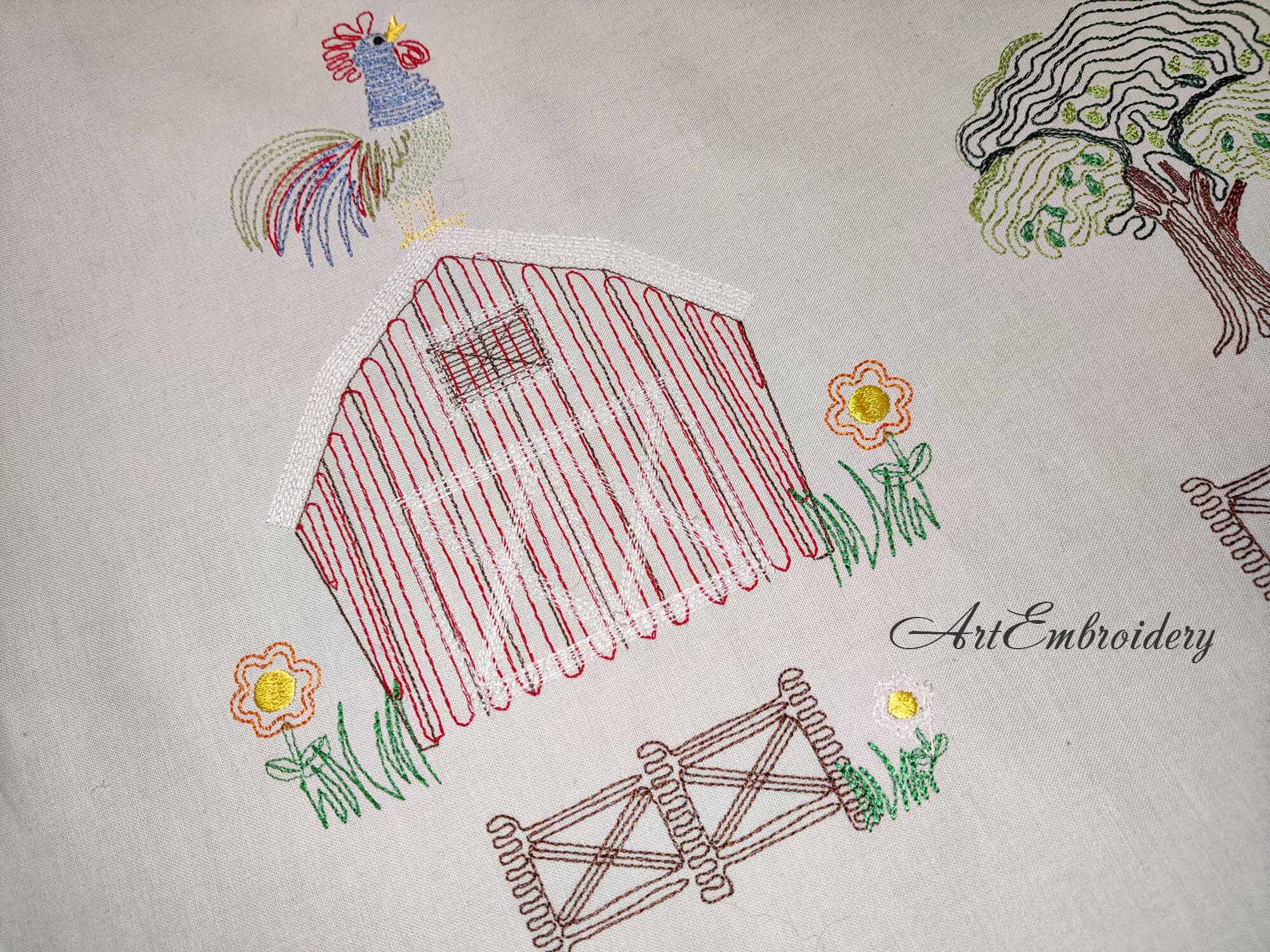 Embroidery Design Ranch Sorting Swirly Farm Set – Machine Embroidery Farm and Cottage Core Designs Set ...