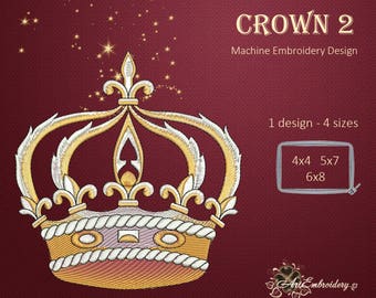 Crown II - Royal Crown, Heraldic Machine Embroidery Design in four sizes