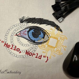 Computerprogrammeur Eye Machine borduurwerk ontwerpen (5 x 7, 6 x 8) (digitale download) afbeelding 3