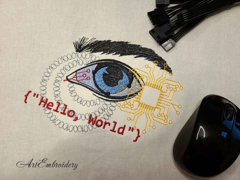 Computerprogrammeur Eye Machine borduurwerk ontwerpen (5 x 7, 6 x 8) (digitale download) afbeelding 3