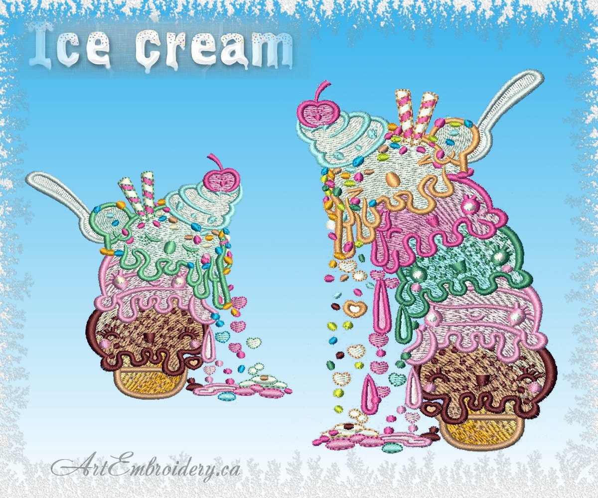 Ice Cream Machine Embroidery Designs Set for a Babies and Etsy