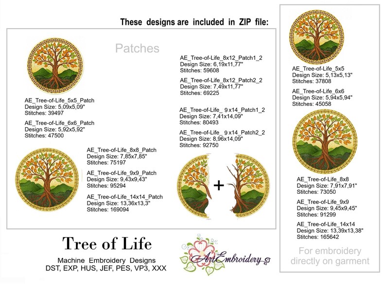 Tree of Life - 4 Machine Embroidery Designs, 4 Sizes, Hoop From 6x6" to ...
