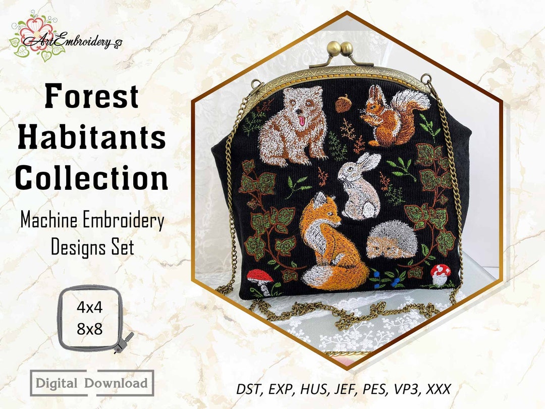 Woodland Animal Machine Embroidery Designs: Forest Scene (4x4, 8x8 ... - Woodland Scene Machine Embroidery Patterns