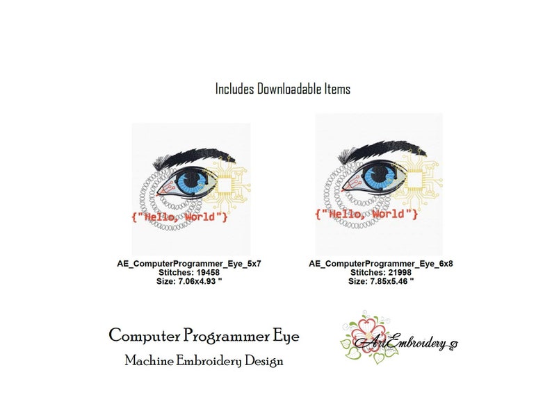 Computerprogrammeur Eye Machine borduurwerk ontwerpen (5 x 7, 6 x 8) (digitale download) afbeelding 5