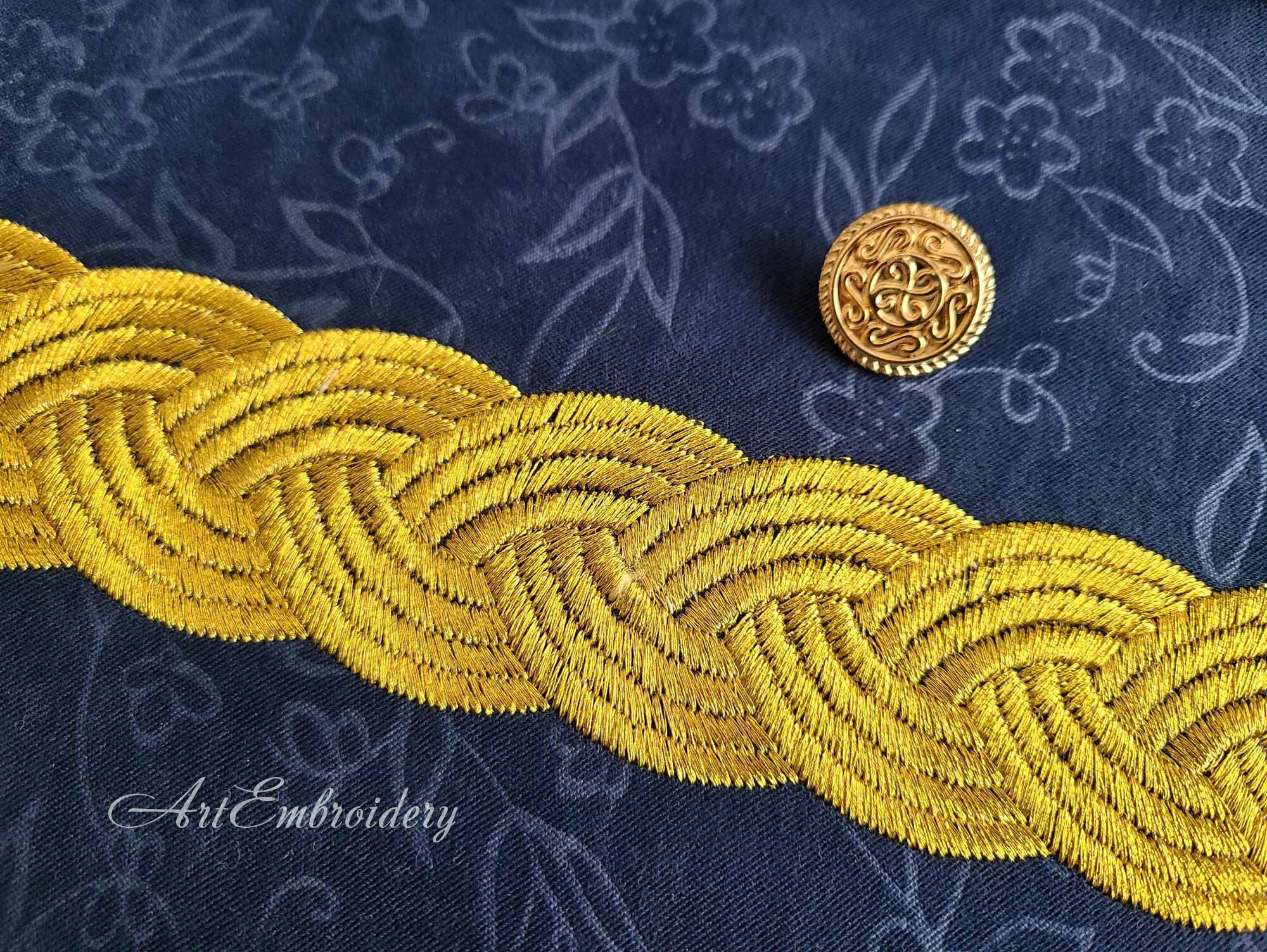 フランス軍フロックコートの刺繍デザイン：1780年代の編み込み 