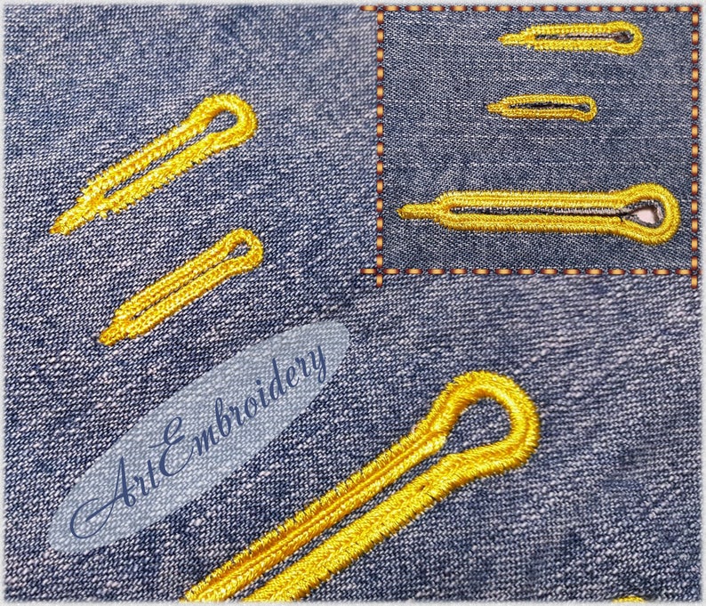 Buttonholes 3 Machine Embroidery Designs Set of Nine Sizes Etsy