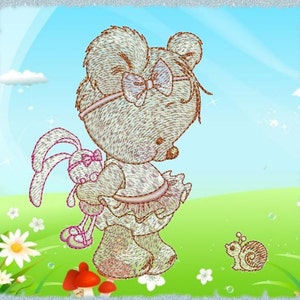 Pink teddy girl machine embroidery designs set for a babies  etsy