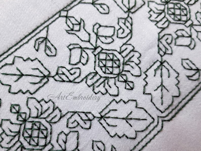Elizabethan Pomegranate 7 Blackwork motifs in 1-4 units border Machine Embroidery Designs Set mixed sizes for hoop up to 6x10