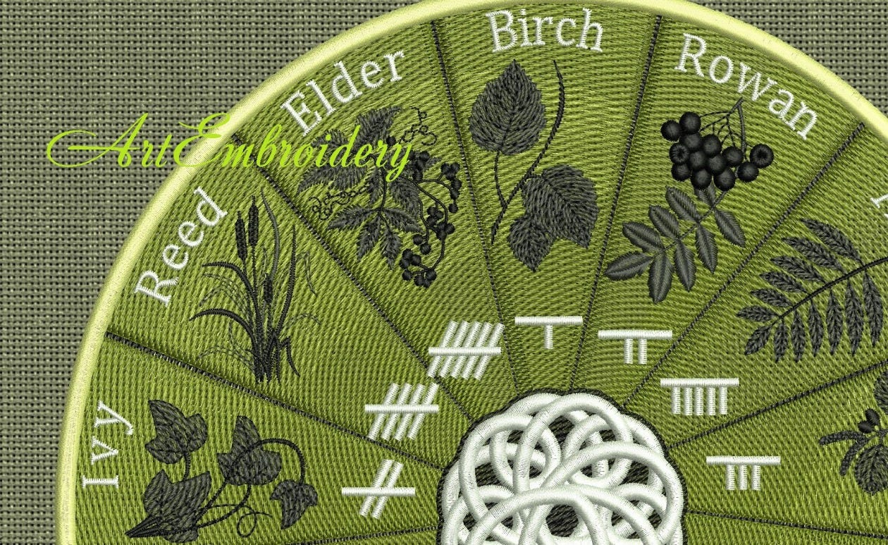Druid's Calendar Machine Embroidery Design split for Etsy