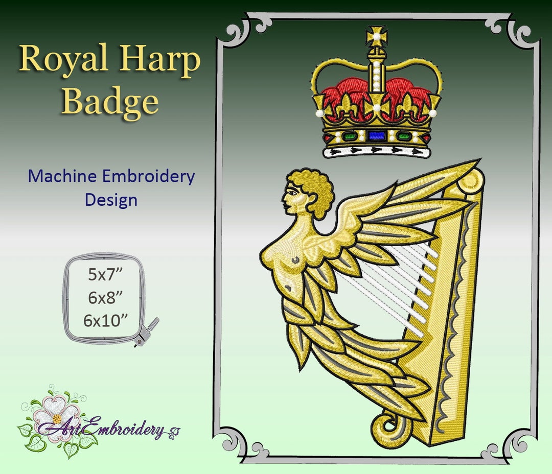 Crowned Royal Harp Badge, Stringed Silver Badge, House of Tudor, King
