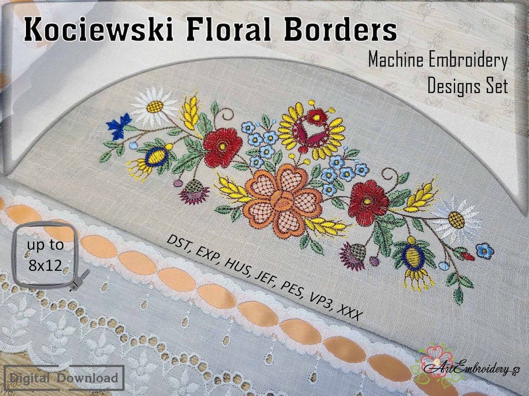 Kociewski Floral Borders - Machine Embroidery Designs Set
