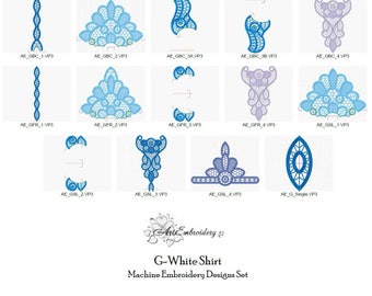 G-white Shirt - Cutwork Lace Machine Embroidery Designs Set