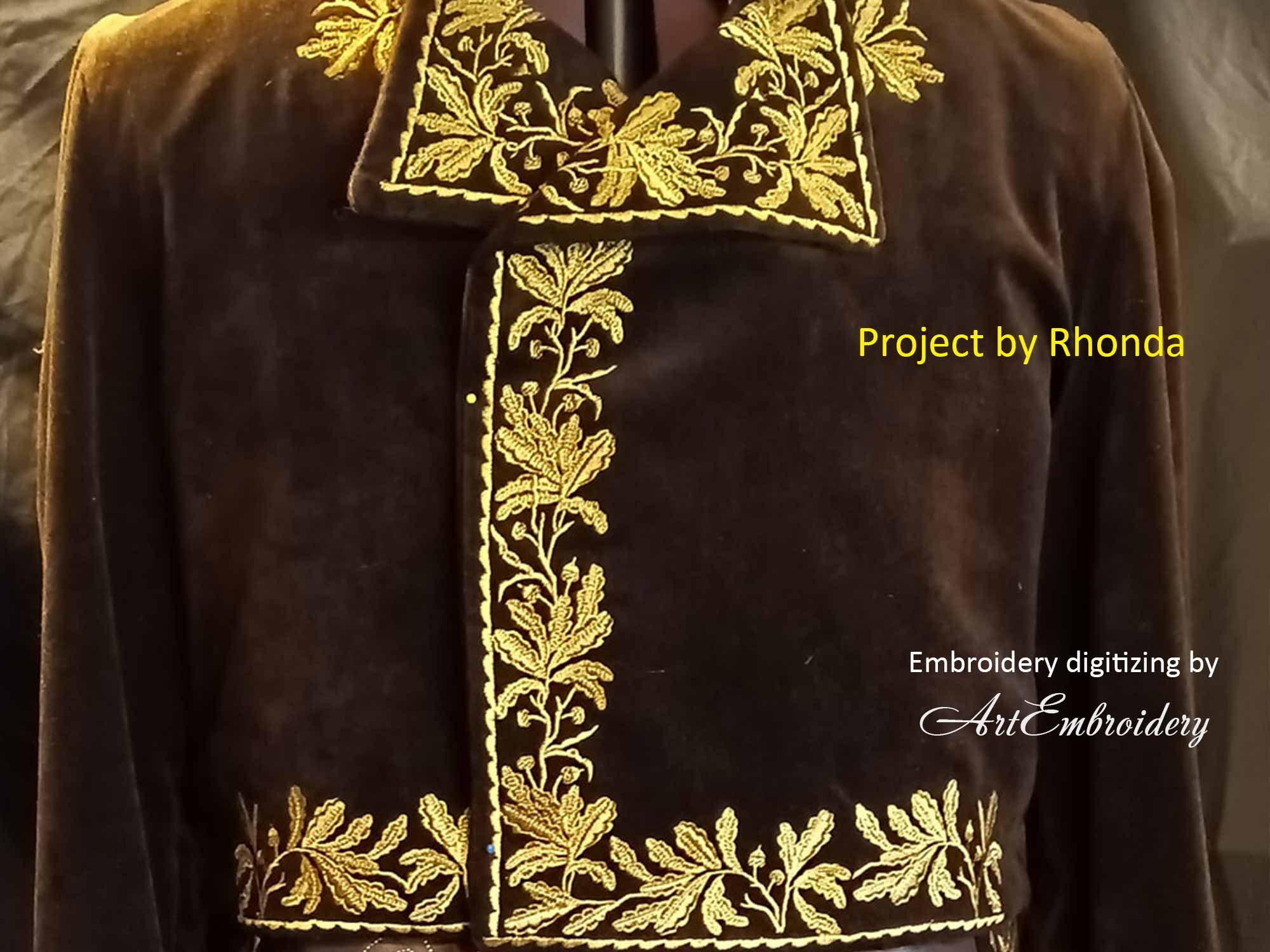 Napoleon's Coat Embroidery Designs: French Gold Oak Leaves (6x10