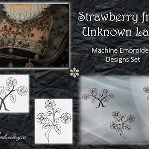 Strawberry Blackwork from Unknown Lady - Machine Embroidery Designs Set for  hoop 4x4