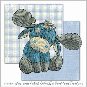 Moose - Machine Embroidery Design for a Baby and Children of Series &quot;Old Toy&quot;