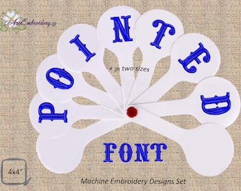 Pointed Font - Maschinenstickdateien Set in zwei Größen: 1"und 2" Höhe