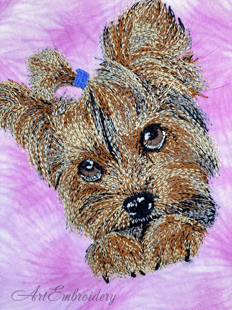 Shy Yorkie Machine Embroidery Design in 3 sizes | Etsy