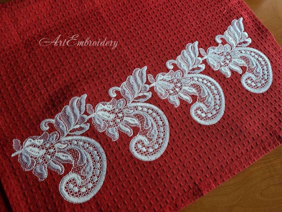 Floral Lacy Scarf Motifs - Machine Embroidery Designs Set for Hoop