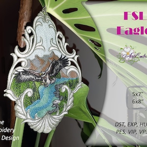 FSL Eagle  Machine Embroidery Free Standing Lace Design, 3 sizes